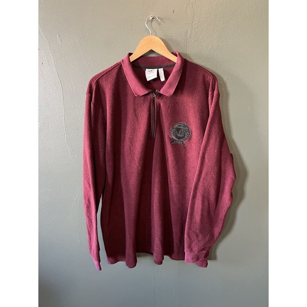 Adidas Mens Red 1/4 Zip Long Sleeve Fleece Pullover Collared Sweatshirt 2XL